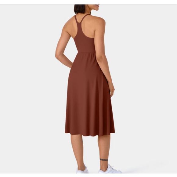 Halara La Land Midi Dress Bandy Brown Size M - Picture 1 of 5